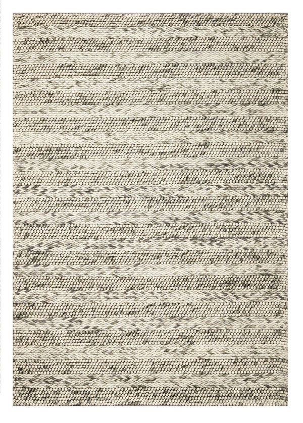 HomeRoots 5' Hand-Woven Gray and Ivory Wool Striped Area Rug for Timeless Elegance and Cozy Comfort 7' X 9' 350290
