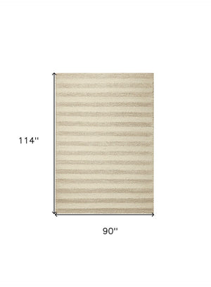 HomeRoots 5' Hand-Woven Ivory and White New Zealand Lambs Wool Area Rug for Stylish Home Décor and Comfort 8' X 10' 350291
