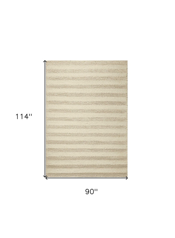 HomeRoots 5' Hand-Woven Ivory and White New Zealand Lambs Wool Area Rug for Stylish Home Décor and Comfort 8' X 10' 350291