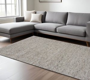 HomeRoots 5' Natural Wool Hand-Woven Area Rug - Artisan Crafted for Comfort, Style, and Lasting Durability 7' X 9' 350292