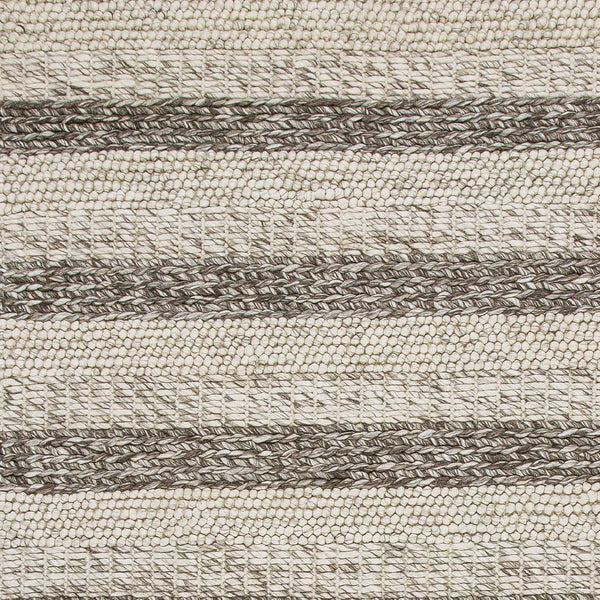 Homeroots 8' X 10' Grey White Hand Woven Knobby Stripes Indoor Area Rug  Wool 350293