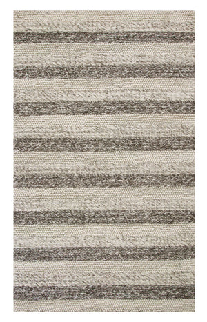 Homeroots 8' X 10' Grey White Hand Woven Knobby Stripes Indoor Area Rug  Wool 350293