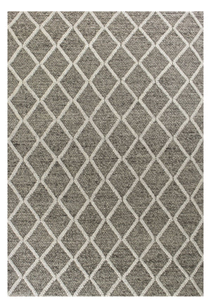 Homeroots 8' X 10' Dark Grey Hand Woven Diamond Pattern Indoor Area Rug  Wool 350295