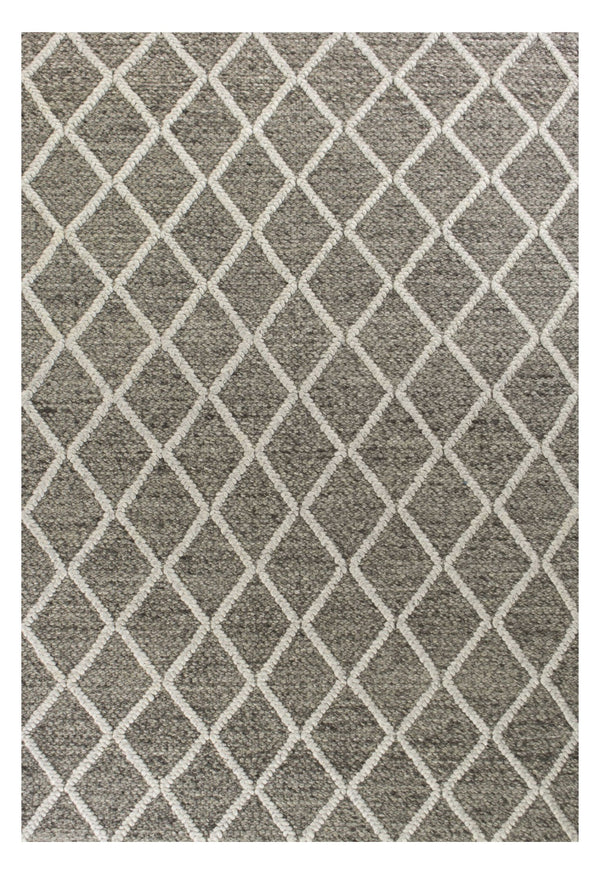 Homeroots 8' X 10' Dark Grey Hand Woven Diamond Pattern Indoor Area Rug  Wool 350295