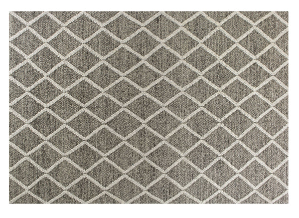 Homeroots 8' X 10' Dark Grey Hand Woven Diamond Pattern Indoor Area Rug  Wool 350295