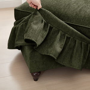 English Elm Elegant Mid Century Chenille 4-Seater Sofa With Flared Arms, Detachable Skirts & Plush Comfort W3041S00349