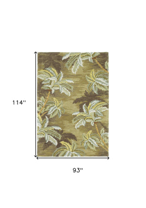 Homeroots 8' X 10' Moss Green Hand Tufted Palm Trees Indoor Area Rug  Wool 350310