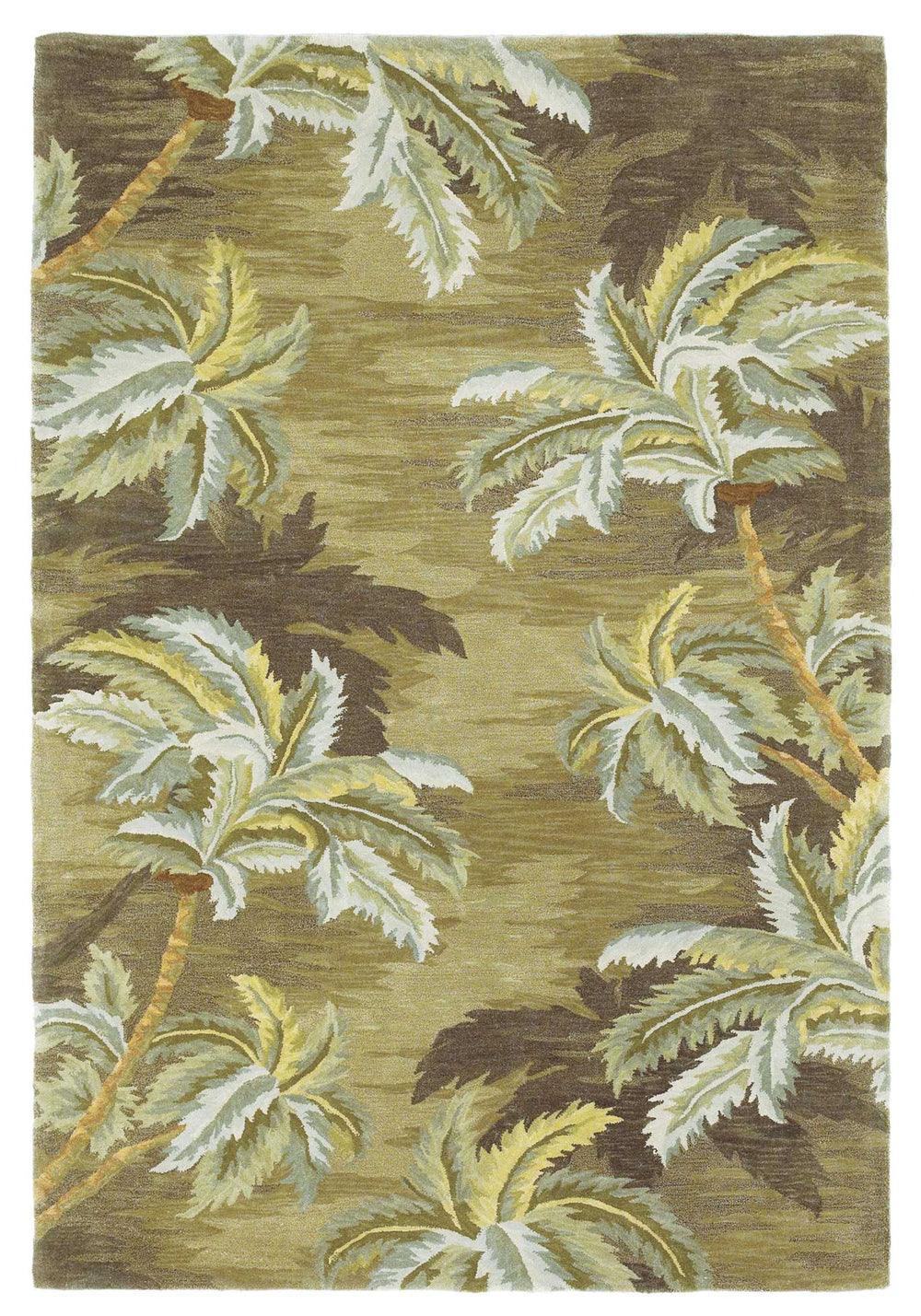 Homeroots 8' X 10' Moss Green Hand Tufted Palm Trees Indoor Area Rug  Wool 350310