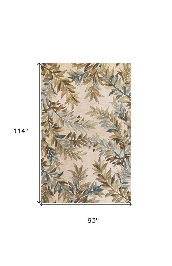 Homeroots 7' X 9'  Wool Ivory  Area Rug  Wool 350313