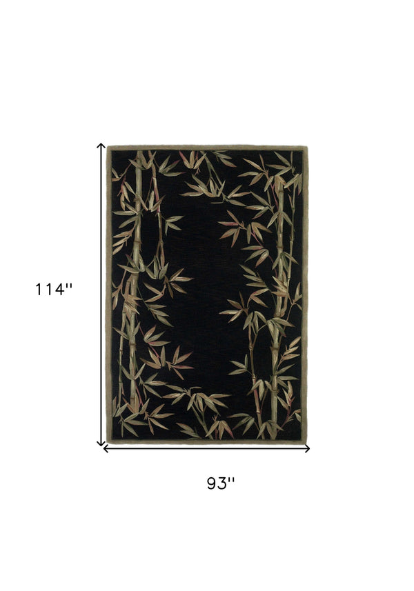 Homeroots 8' X 10' Black Hand Tufted Bordered Bamboo Indoor Area Rug  Wool 350318