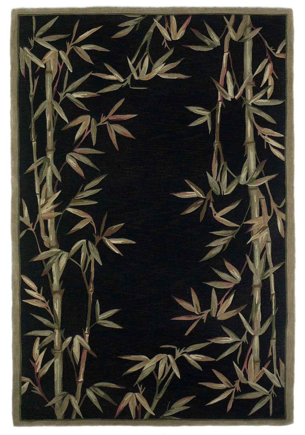 Homeroots 8' X 10' Black Hand Tufted Bordered Bamboo Indoor Area Rug  Wool 350318