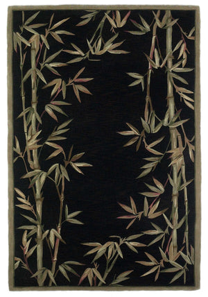 Homeroots 8' X 10' Black Hand Tufted Bordered Bamboo Indoor Area Rug  Wool 350318