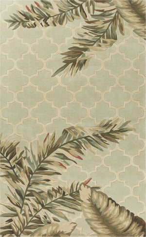 HomeRoots 5' Hand-Tufted Wool Area Rug in Sage Taupe & Green Botanical Design for Elegant Living Spaces 8' X 10' 350321