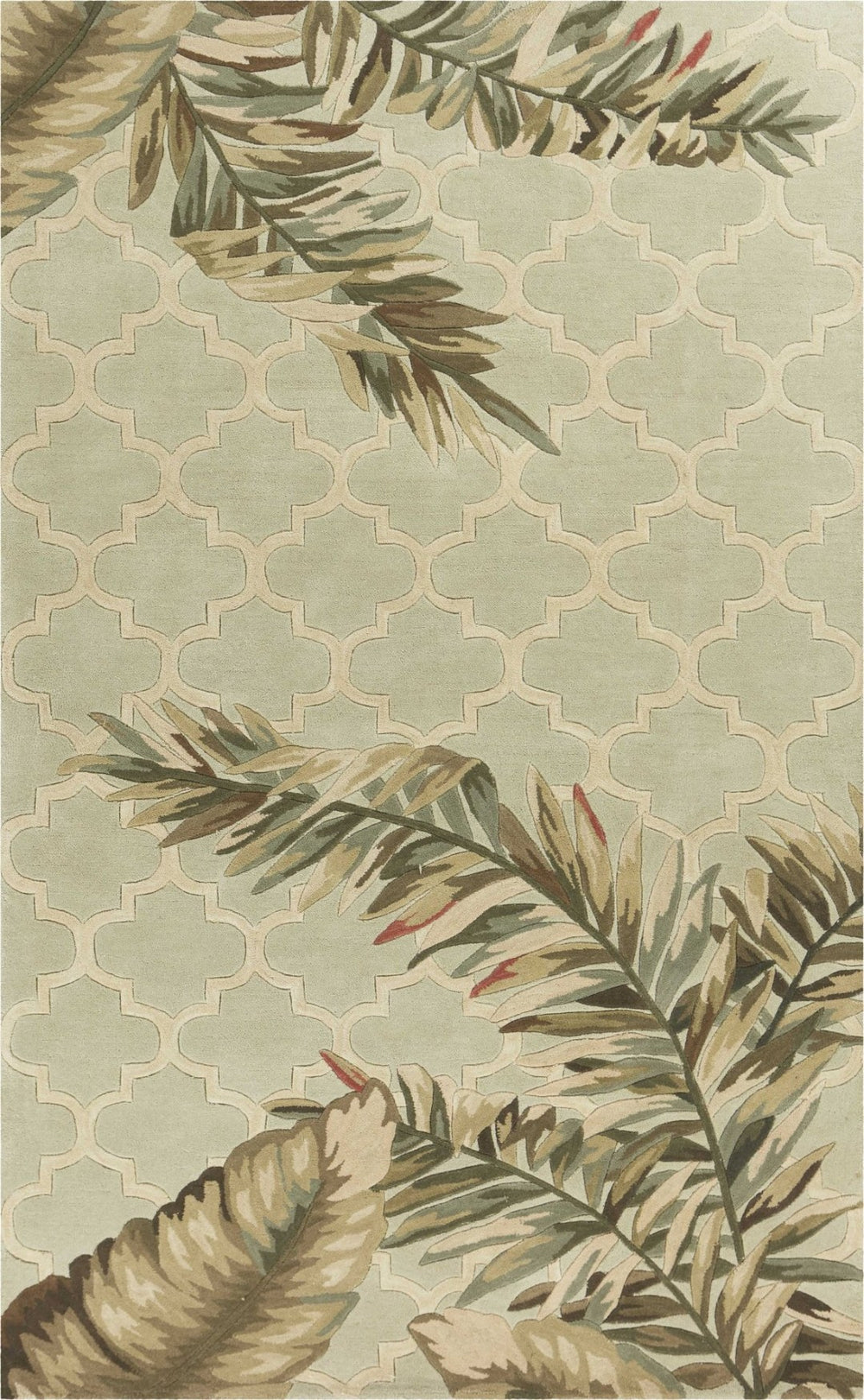HomeRoots 5' Hand-Tufted Wool Area Rug in Sage Taupe & Green Botanical Design for Elegant Living Spaces 8' X 10' 350321