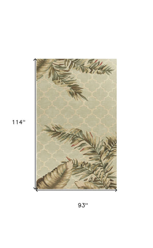 HomeRoots 5' Hand-Tufted Wool Area Rug in Sage Taupe & Green Botanical Design for Elegant Living Spaces 8' X 10' 350321