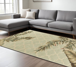 HomeRoots 5' Hand-Tufted Wool Area Rug in Sage Taupe & Green Botanical Design for Elegant Living Spaces 8' X 10' 350321