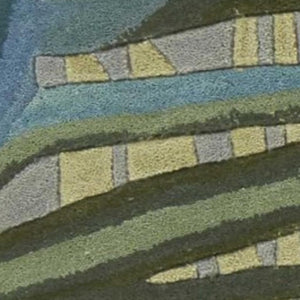 HomeRoots 5' Elegant Blue and Gray Tropical Botanical Hand-Tufted Wool Area Rug - Perfect for Any Room Decor! 7' X 9' 350323