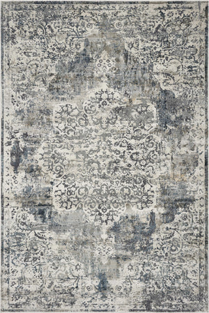 Homeroots 9' X 13' Ivory Machine Woven Distressed Diamond Floral Medallion Indoor Area Rug  Polyester 350332