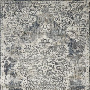 Homeroots 9' X 13' Ivory Machine Woven Distressed Diamond Floral Medallion Indoor Area Rug  Polyester 350332