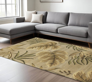 HomeRoots 8' Hand-Tufted Wool Area Rug with Botanical Leaves Design for Comfort and Style in Your Home 8' X 11' 350334