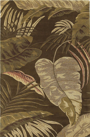 HomeRoots 8' Luxurious Brown and Beige Hand-Tufted Wool Area Rug with Botanical Leaves Design for Cozy Spaces 8' X 10' 350335