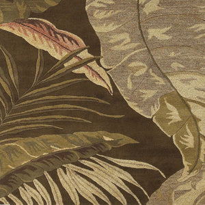 HomeRoots 8' Luxurious Brown and Beige Hand-Tufted Wool Area Rug with Botanical Leaves Design for Cozy Spaces 8' X 10' 350335