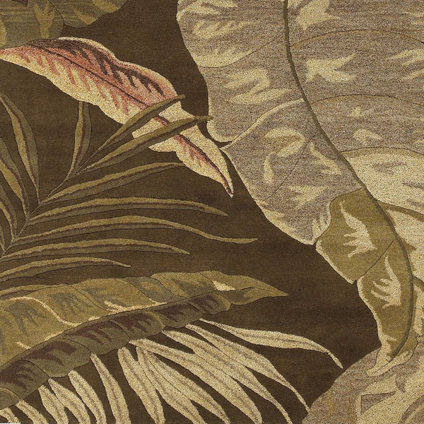 HomeRoots 8' Luxurious Brown and Beige Hand-Tufted Wool Area Rug with Botanical Leaves Design for Cozy Spaces 8' X 10' 350335