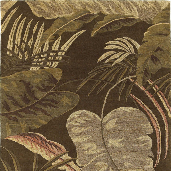 HomeRoots 8' Luxurious Brown and Beige Hand-Tufted Wool Area Rug with Botanical Leaves Design for Cozy Spaces 8' X 10' 350335