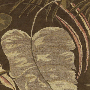 HomeRoots 8' Luxurious Brown and Beige Hand-Tufted Wool Area Rug with Botanical Leaves Design for Cozy Spaces 8' X 10' 350335