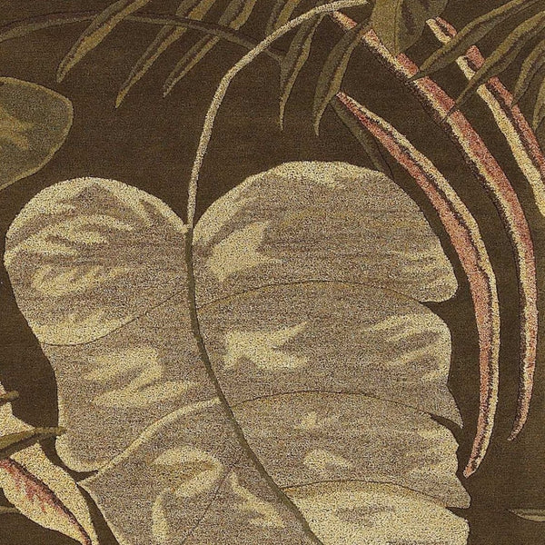 HomeRoots 8' Luxurious Brown and Beige Hand-Tufted Wool Area Rug with Botanical Leaves Design for Cozy Spaces 8' X 10' 350335