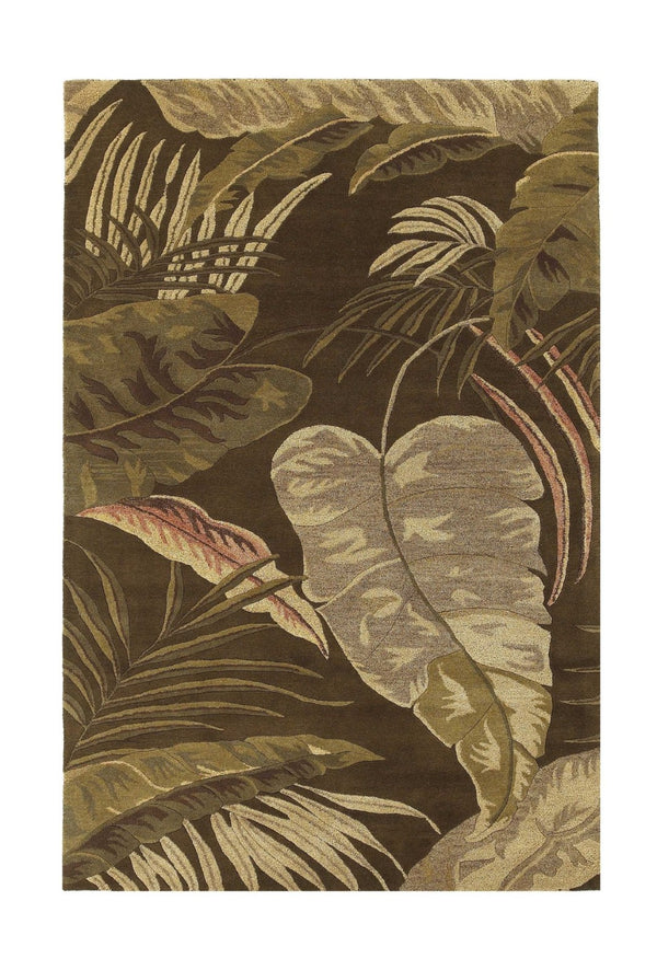 HomeRoots 8' Luxurious Brown and Beige Hand-Tufted Wool Area Rug with Botanical Leaves Design for Cozy Spaces 8' X 10' 350335