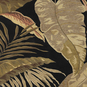 HomeRoots 8' Handcrafted Wool Botanical Leaves Area Rug in Black, Beige & Brown – Perfect for Any Room Decor 8' X 11' 350336