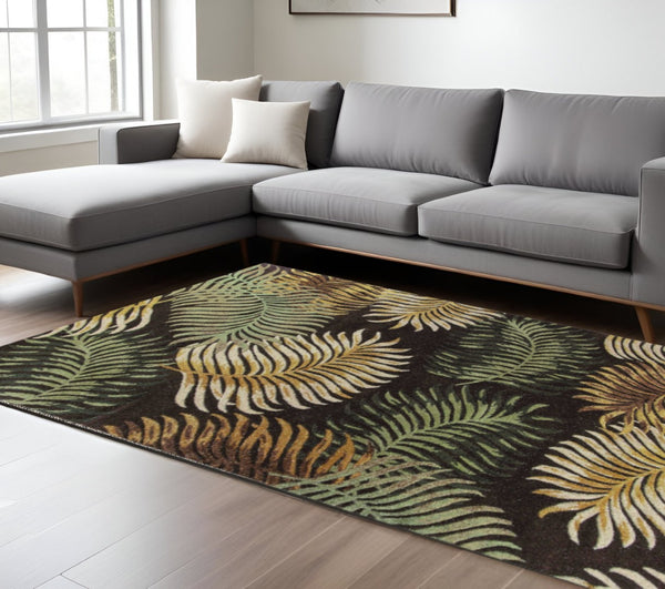 HomeRoots 8' Hand-Tufted Wool Area Rug with Botanical Leaves Motif for a Stylish and Cozy Living Space 8' X 10' 350337