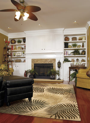 Homeroots 8' X 11' Natural Beige Hand Tufted Tropical Leaves Indoor Area Rug  Wool 350338