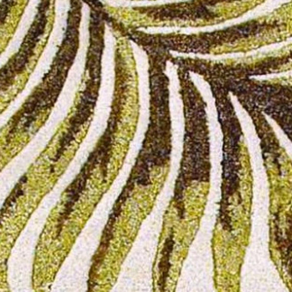 HomeRoots 5' Natural Green and Brown Wool Botanical Leaves Hand-Tufted Area Rug for Cozy Modern Spaces 8' X 11' 350338