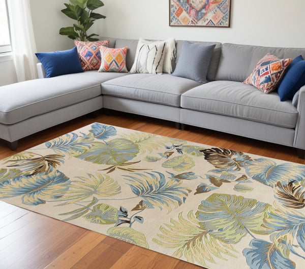 Homeroots 8' X 10' 6 Wool Ivory Or Blue Area Rug  Wool 350341