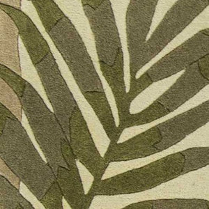 HomeRoots 8' Ivory and Green Botanical Leaves Hand-Tufted Wool Area Rug for Elegant Modern Interiors 8' X 11' 350343