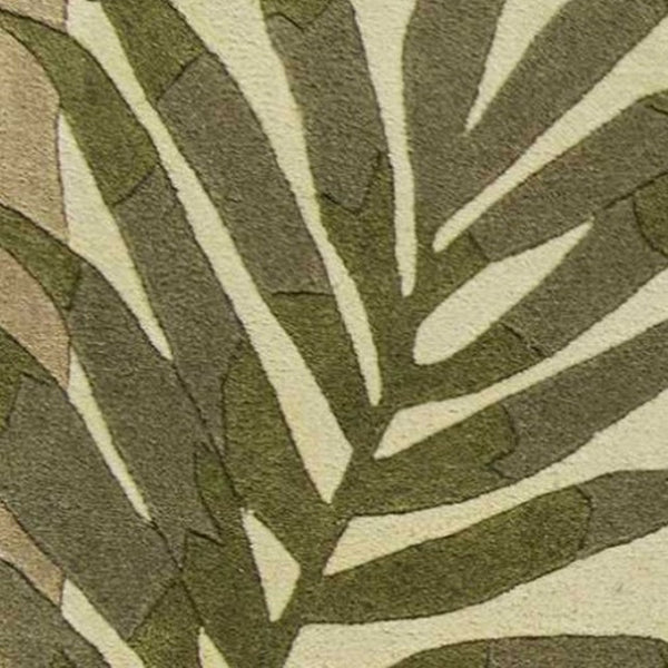 HomeRoots 8' Ivory and Green Botanical Leaves Hand-Tufted Wool Area Rug for Elegant Modern Interiors 8' X 11' 350343
