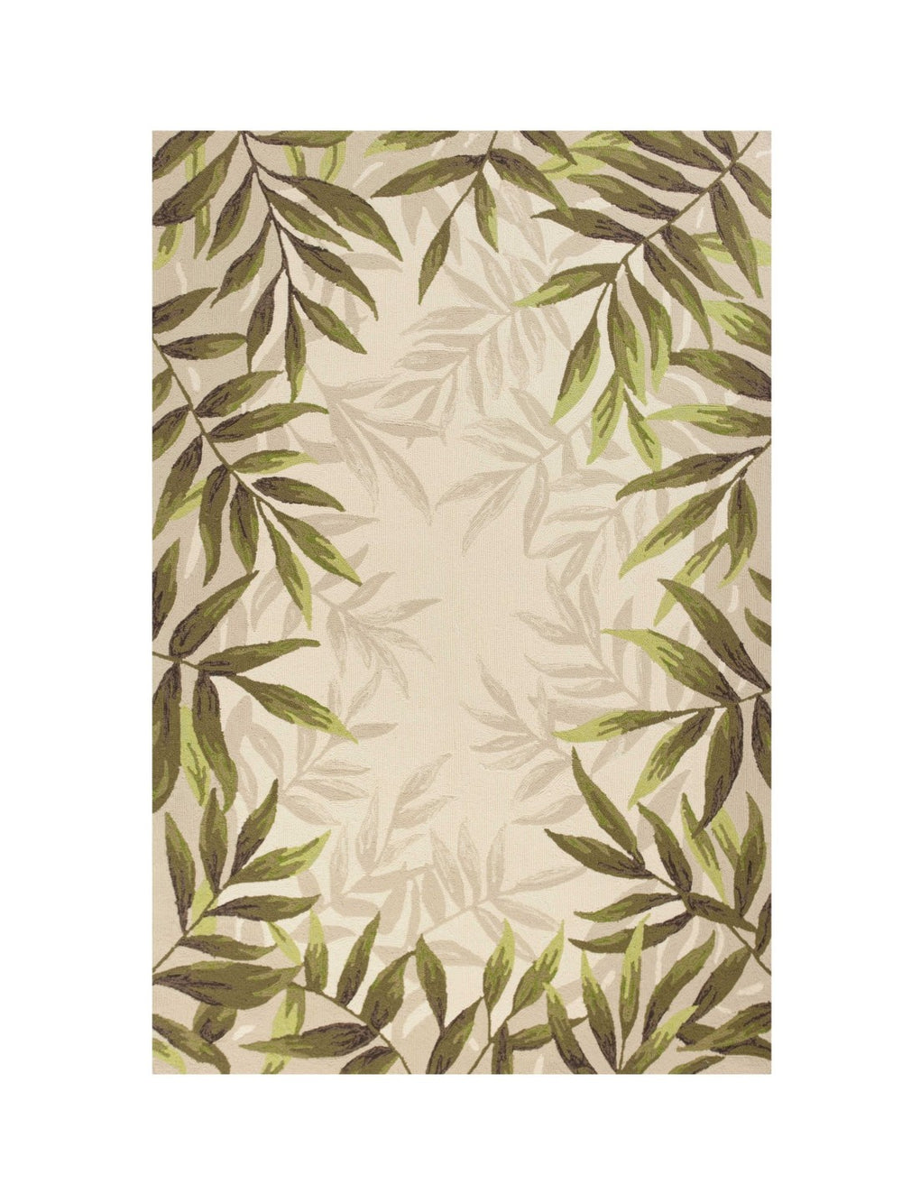 HomeRoots 8' Ivory and Green Botanical Leaves Hand-Tufted Wool Area Rug for Elegant Modern Interiors 8' X 11' 350343