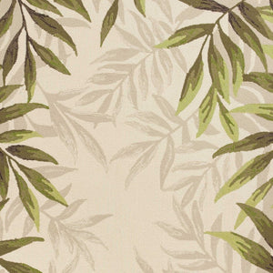 HomeRoots 8' Ivory and Green Botanical Leaves Hand-Tufted Wool Area Rug for Elegant Modern Interiors 8' X 11' 350343
