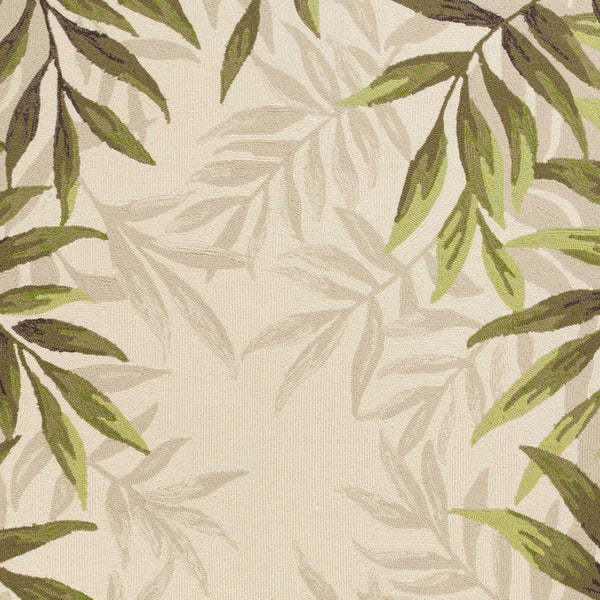 HomeRoots 8' Ivory and Green Botanical Leaves Hand-Tufted Wool Area Rug for Elegant Modern Interiors 8' X 11' 350343