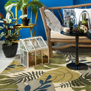HomeRoots 8' Handcrafted Botanical Wool Area Rug in Ivory, Green & Blue - Elevate Your Space with Elegance 8' X 11' 350344