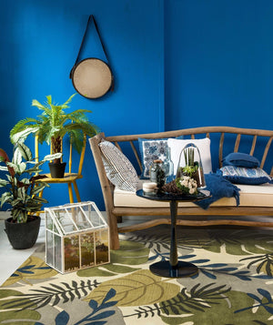 HomeRoots 8' Handcrafted Botanical Wool Area Rug in Ivory, Green & Blue - Elevate Your Space with Elegance 8' X 11' 350344