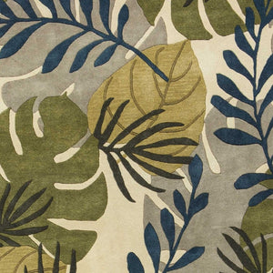 HomeRoots 8' Handcrafted Botanical Wool Area Rug in Ivory, Green & Blue - Elevate Your Space with Elegance 8' X 11' 350344