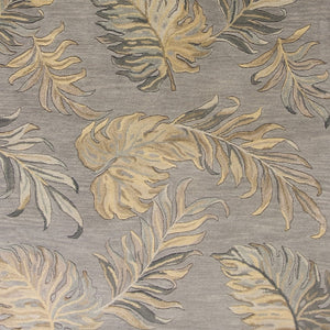 HomeRoots 8' Gray and Taupe Botanical Leaves Wool Area Rug - Hand-Tufted Comfort for Modern Living Spaces 8' X 11' 350345