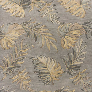 HomeRoots 8' Gray and Taupe Botanical Leaves Wool Area Rug - Hand-Tufted Comfort for Modern Living Spaces 8' X 11' 350345