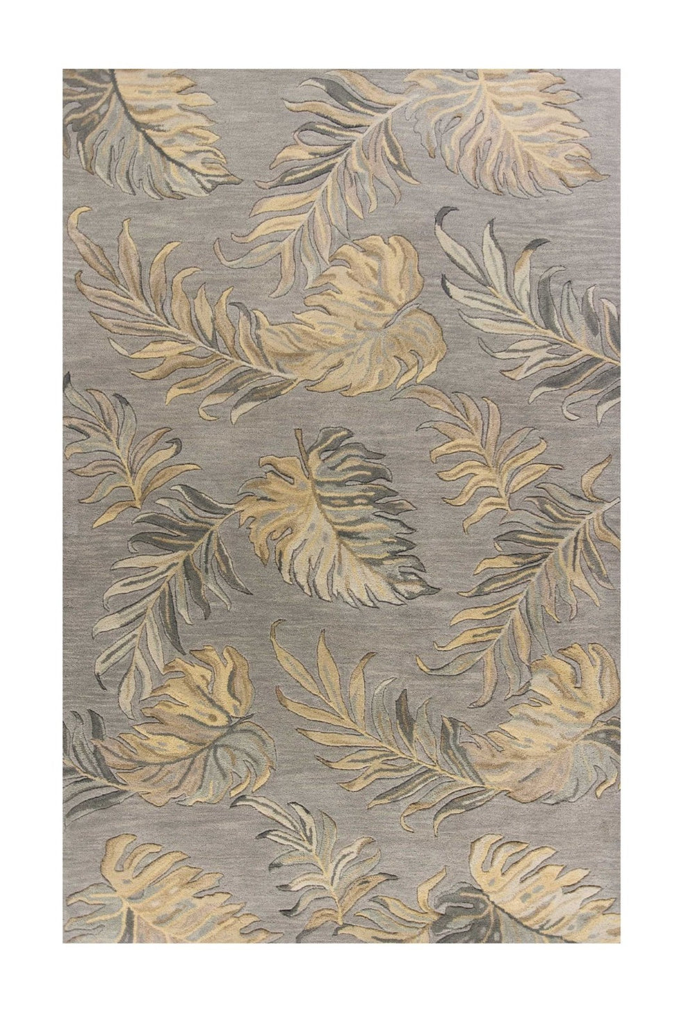 HomeRoots 8' Gray and Taupe Botanical Leaves Wool Area Rug - Hand-Tufted Comfort for Modern Living Spaces 8' X 11' 350345