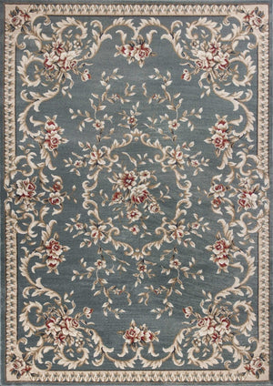 HomeRoots 9' Slate Blue and Red Floral Medallion Area Rug - Timeless Elegance for Living Spaces and More 9' X 12' 350363