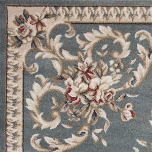 HomeRoots 9' Slate Blue and Red Floral Medallion Area Rug - Timeless Elegance for Living Spaces and More 9' X 12' 350363