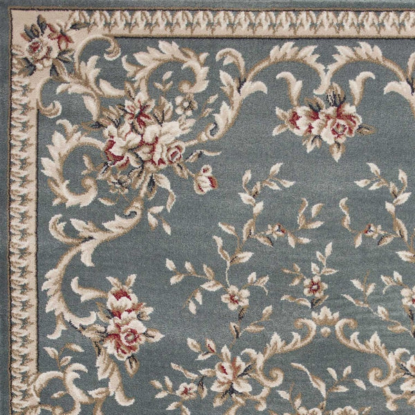 HomeRoots 9' Slate Blue and Red Floral Medallion Area Rug - Timeless Elegance for Living Spaces and More 9' X 12' 350363